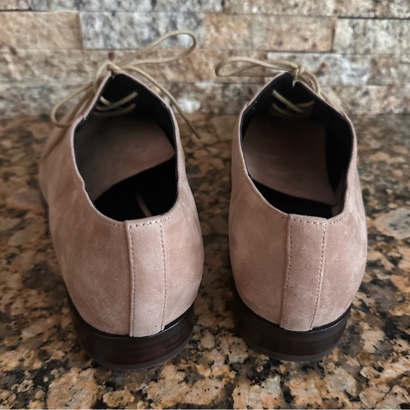 L'AGENCE Elise III Pointed Toe Oxford Flat Shoes Cappuccino Suede - Picture 10 of 13